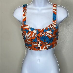 Forever 21 Orange and Blue Floral Crop Top